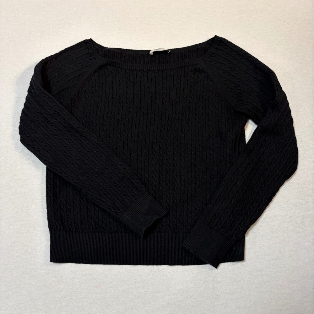 Sunday Best, Cable Knit Sweater, Black, Medium, Excellent, MSRP $88